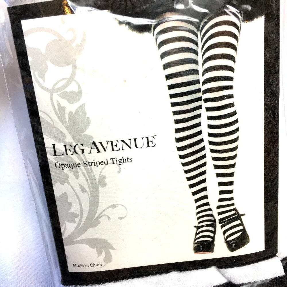 * Leg Avenue #7100 Blk & White Tights NWT NOS